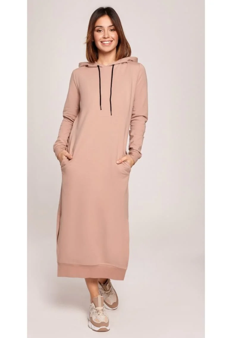 Rochie cu gluga, Bumbac/Elastan, Bej