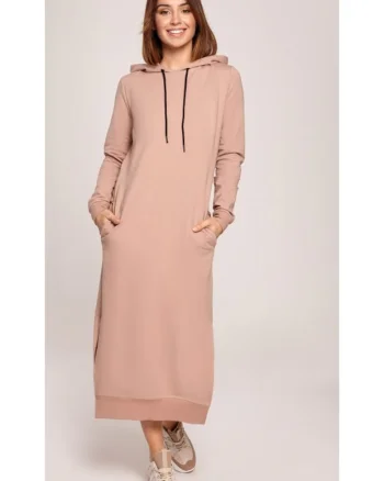 Rochie cu gluga, Bumbac/Elastan, Bej