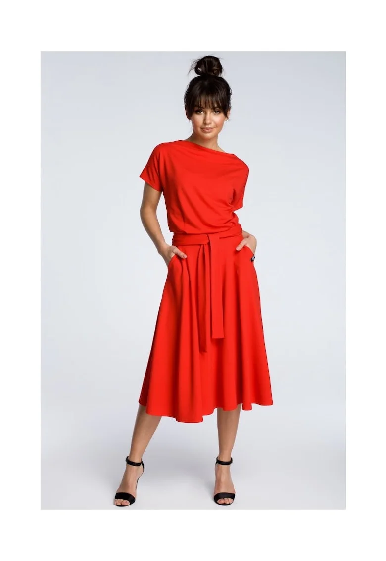 Rochie de dama, Cu Bumbac, Modal, Negru, Rosu