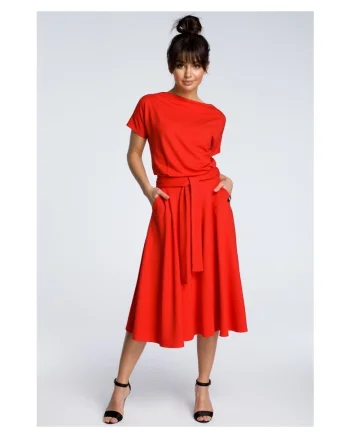 Rochie de dama, Cu Bumbac, Modal, Negru, Rosu