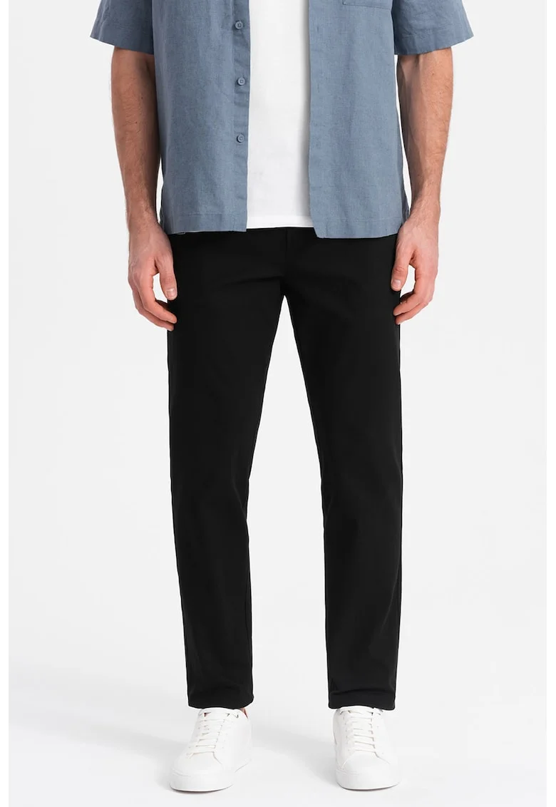 Pantaloni chino cu buzunare laterale, Negru