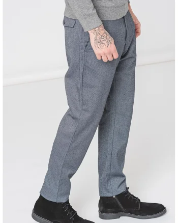 Pantaloni uni regular fit, Negru/Gri deschis