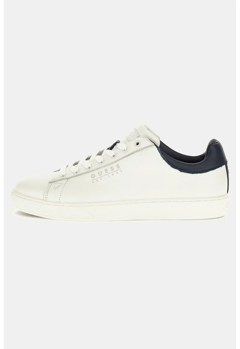 Pantofi sport din piele cu detalii logo, Alb murdar
