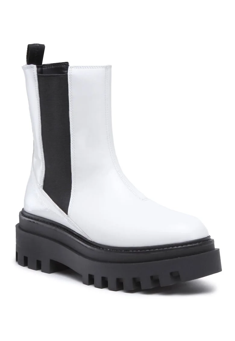 Ghete dama,  piele naturala, alb