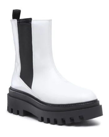 Ghete dama,  piele naturala, alb