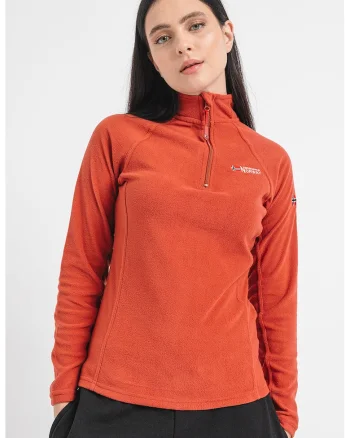 Bluza de trening din fleece cu fermoar scurt si maneci raglan, Caramiziu