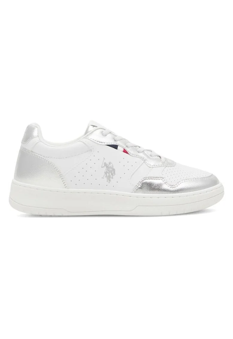 Pantofi sport copii, US POLO ASSN, 590559, Sintetic, Argintiu / Alb,