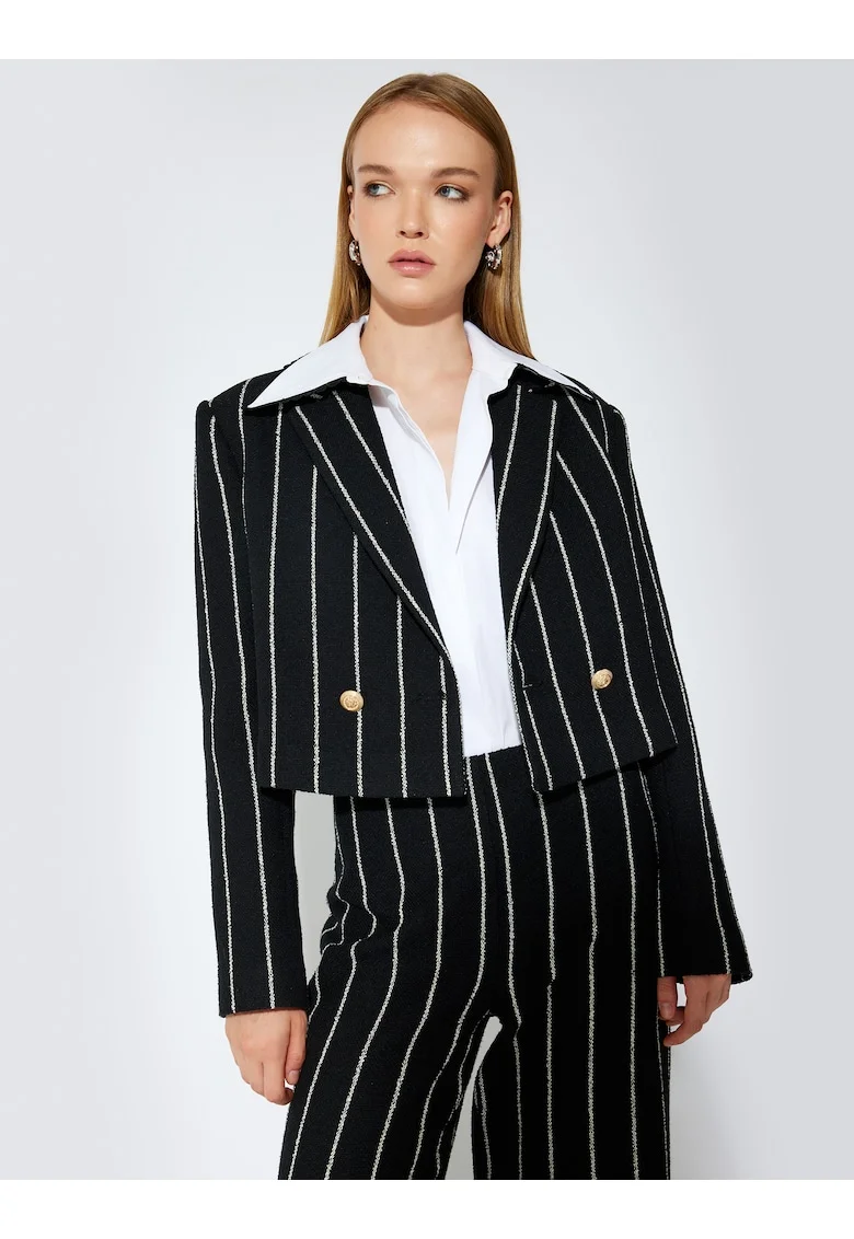 Sacou crop cu dungi, Negru