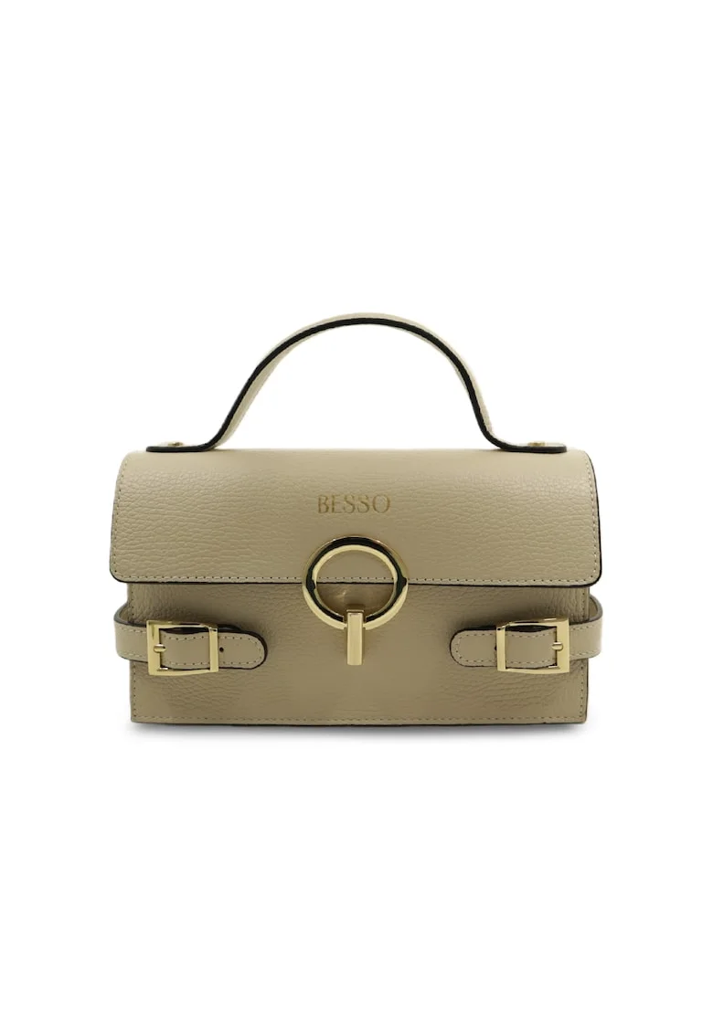 Geanta de mana din piele naturala Splendore Chic, Crem