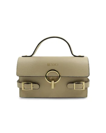 Geanta de mana din piele naturala Splendore Chic, Crem