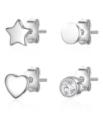 Set de cercei cu tija si zirconia, Argintiu