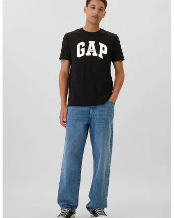 Tricou cu logo pe piept, Alb fildes/Negru