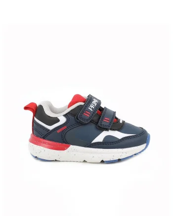 Pantofi sport cu velcro si logo, Rosu/Bleumarin