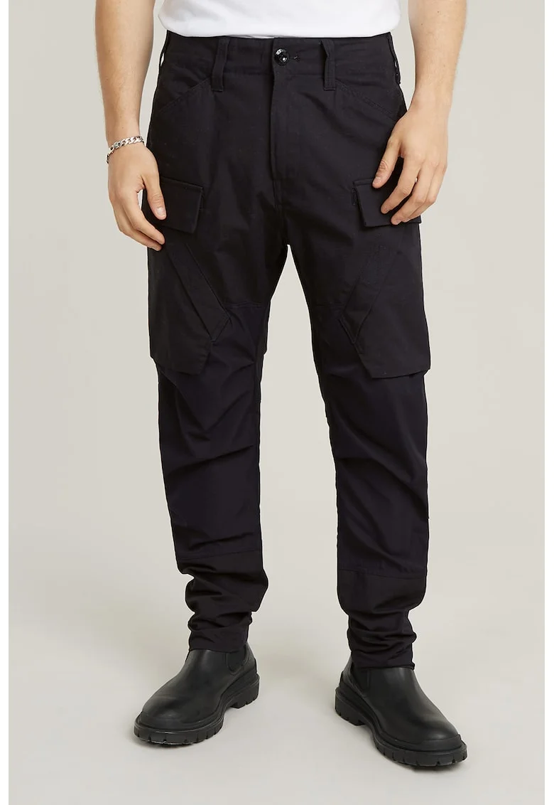 Pantaloni cargo cu croiala conica, Negru