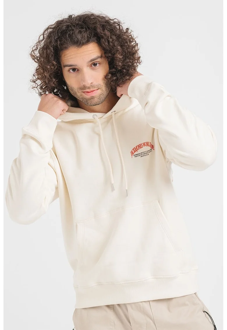 Hanorac cu imprimeu Frederik, Coral/Crem