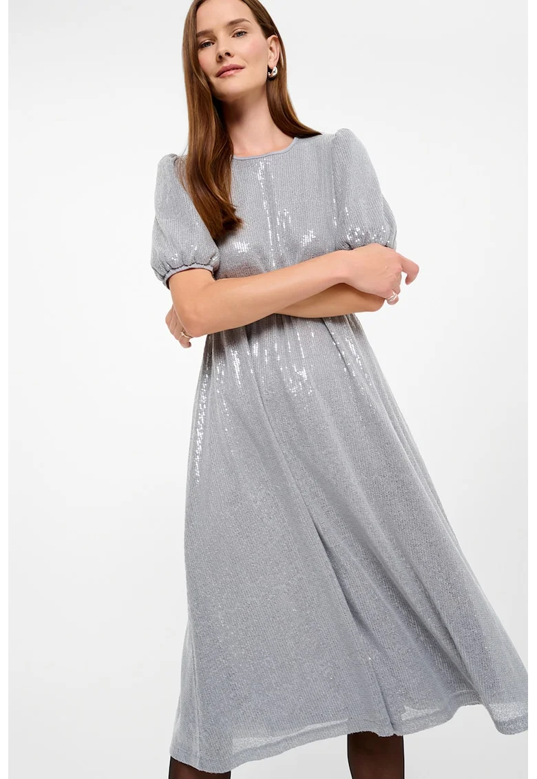 Rochie midi cu paiete, Argintiu