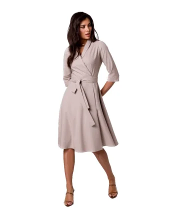 Rochie tip cache coeur cu guler,, Bej