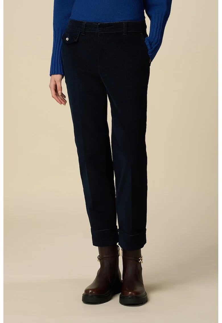 Blugi crop cu buzunare oblice, Albastru ultramarin