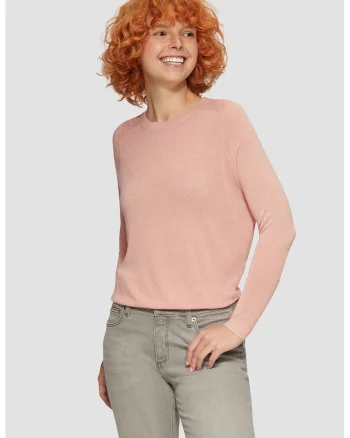 Pulover cu maneci raglan si aspect stralucitor, Piersica