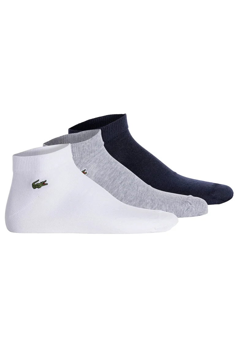 Set de sosete unisex pana la glezna - 3 perechi, Alb/Gri/Albastru inchis