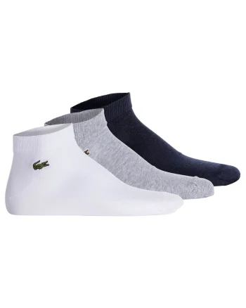 Set de sosete unisex pana la glezna - 3 perechi, Alb/Gri/Albastru inchis
