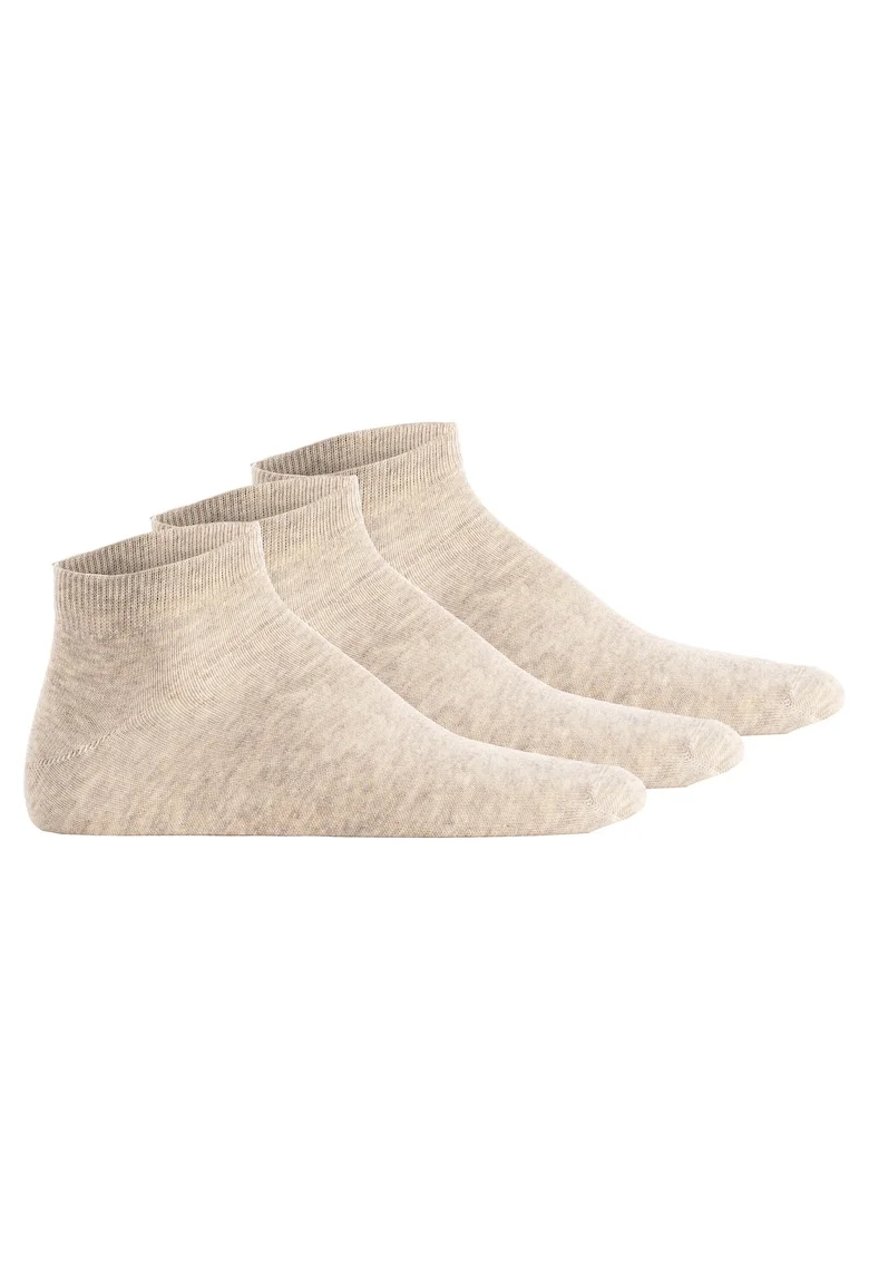 Set de sosete unisex pana la glezna - 3 perechi, Bej