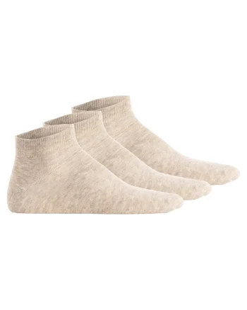 Set de sosete unisex pana la glezna - 3 perechi, Bej