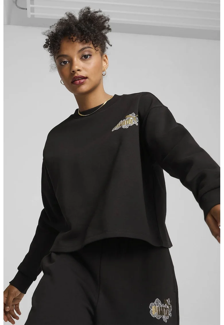 Bluza de trening cu maneci cazuste Essentials+ Class Act, Alb/Auriu/Negru