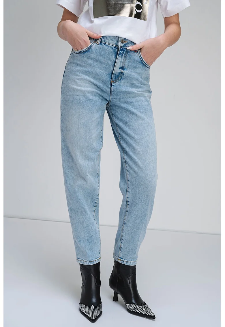 Blugi mom fit cu aspect decolorat Lisbona, Albastru deschis