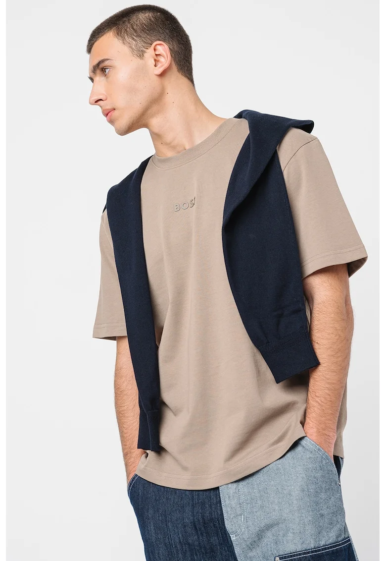 Tricou din bumbac cu logo, Kaki