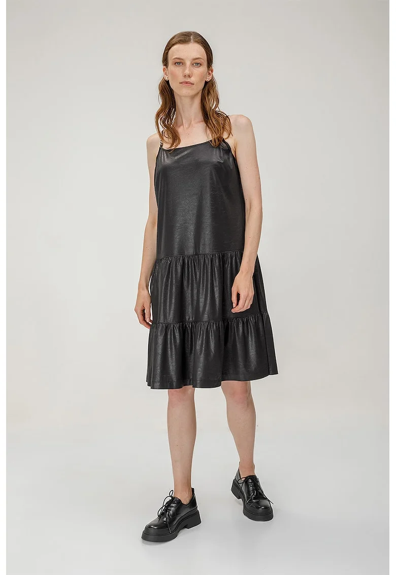 Rochie evazata cu decolteu patrat, Negru