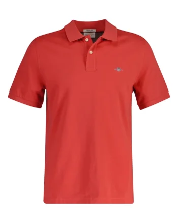 Tricou polo din bumbac pique Shield, Rosu