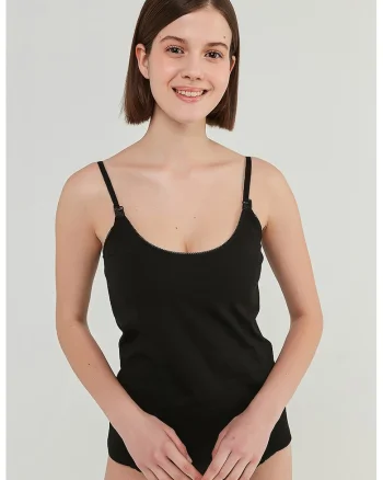 Top cu bretele ajustabile si detasabile pentru alaptare, Negru