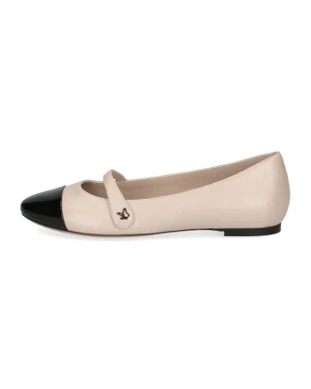 Pantofi Mary Jane de piele, Negru/Bej