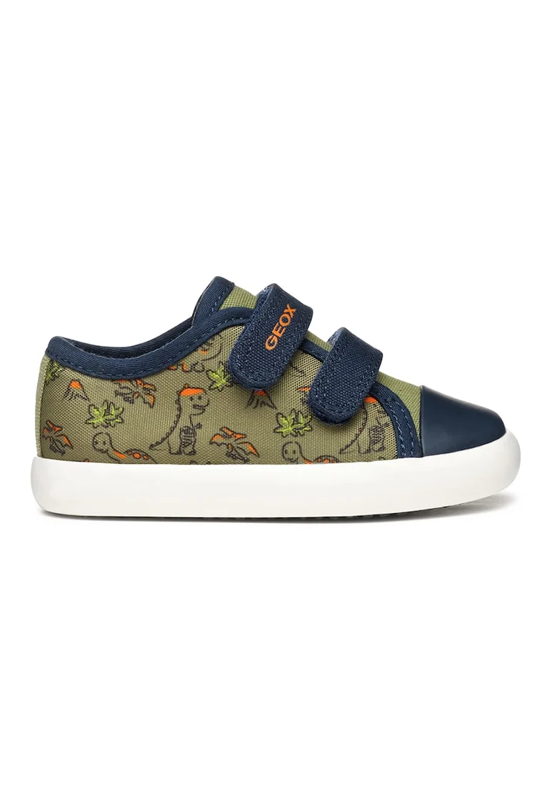 Tenisi cu velcro si imprimeu, Kaki/Bleumarin