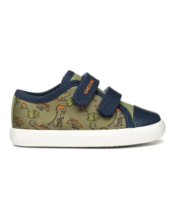 Tenisi cu velcro si imprimeu, Kaki/Bleumarin
