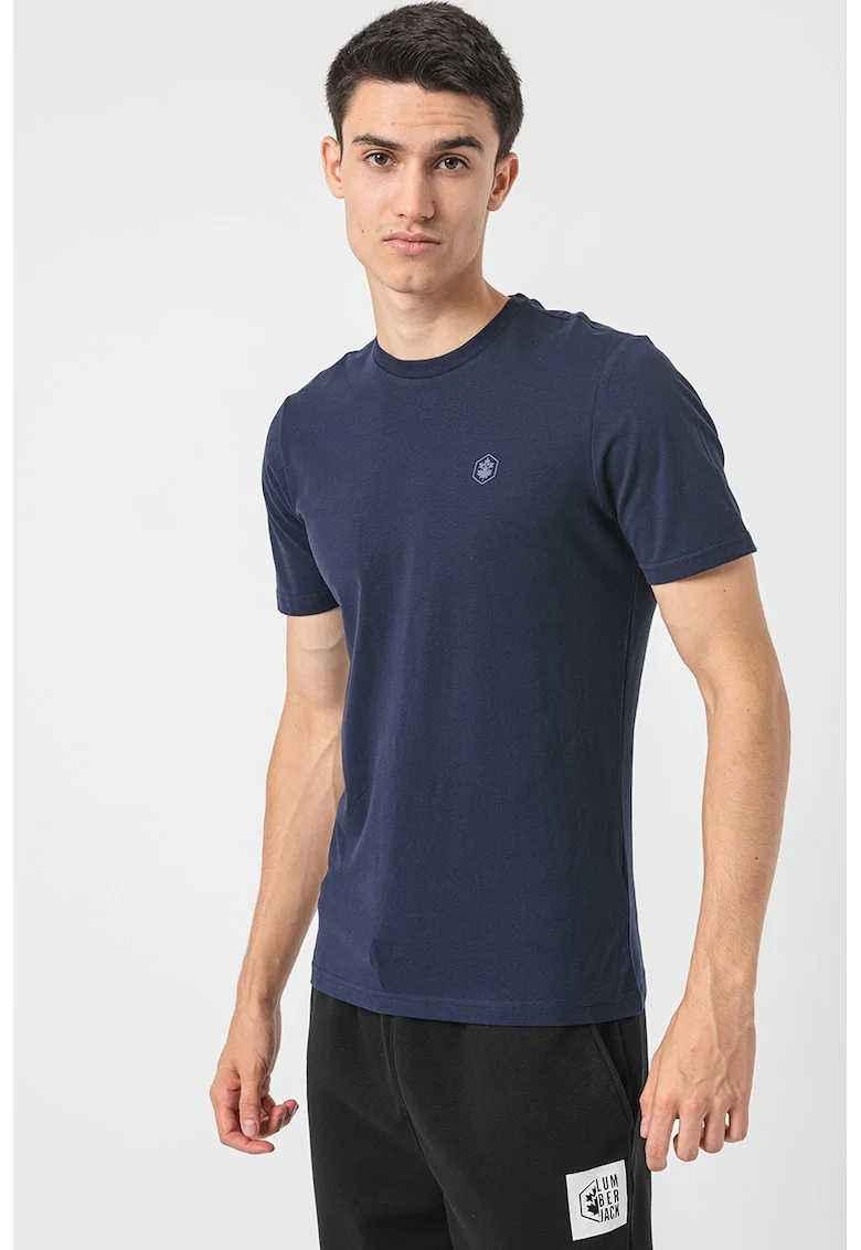Tricou cu decolteu la baza gatului, Bleumarin