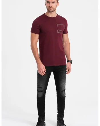Tricou cu buzunar pe piept, Visiniu