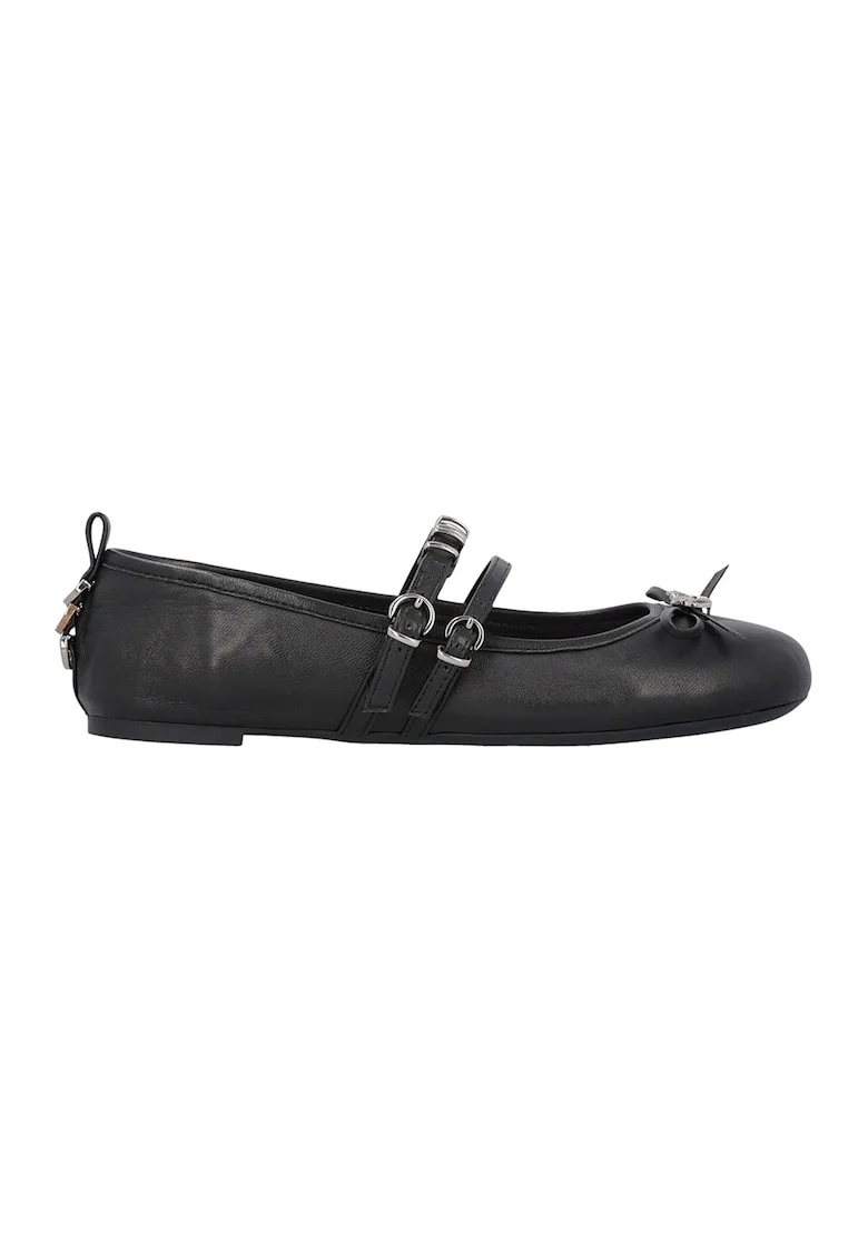 Balerini Mary-Jane de piele, Negru