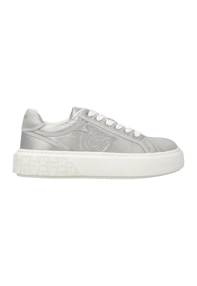 Pantofi sport din material textil cu logo cusut, Argintiu