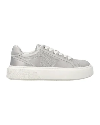 Pantofi sport din material textil cu logo cusut, Argintiu