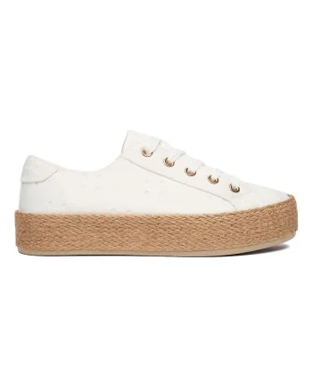 Espadrile dama,  alb, material textil,