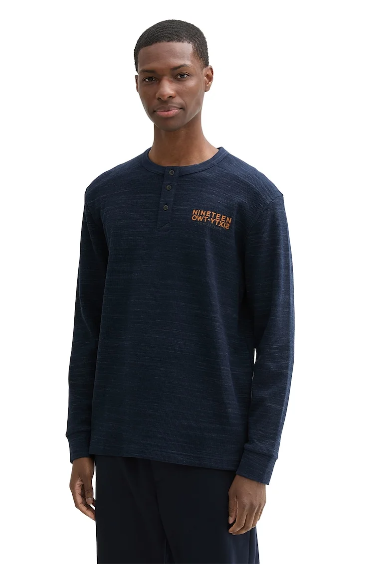 Bluza cu fenta cu nasturi, Bleumarin