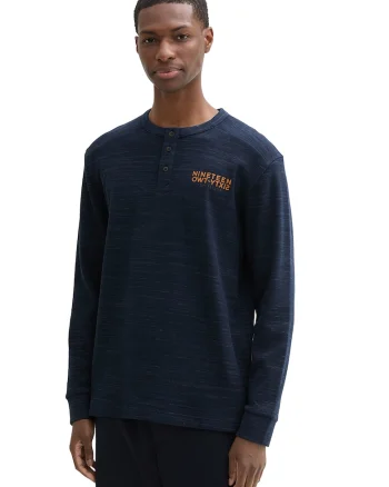 Bluza cu fenta cu nasturi, Bleumarin