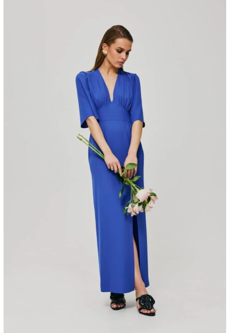 Rochie maxi cu crapatura pe picior,, Albastru