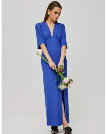 Rochie maxi cu crapatura pe picior,, Albastru