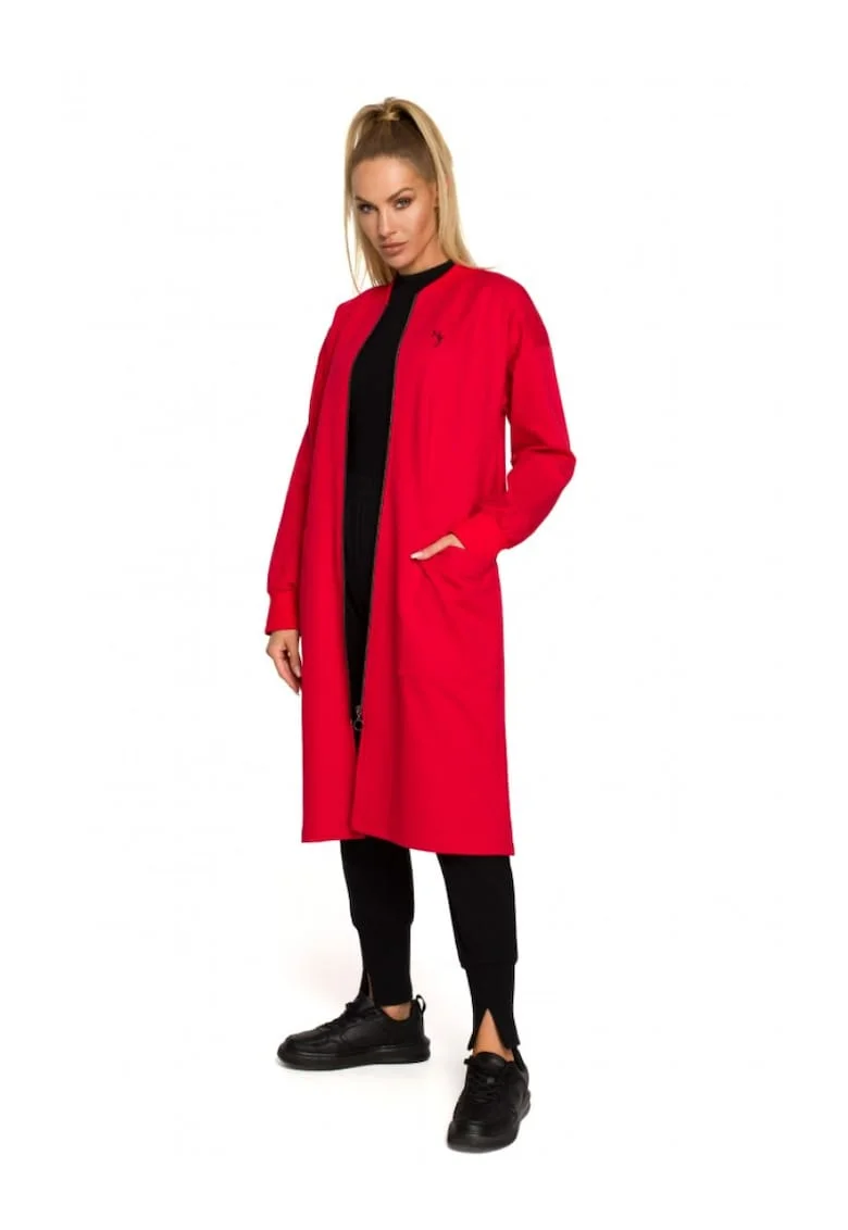 Blazer de dama  Cu fermoar, Bumbac, Elastan, Rosu