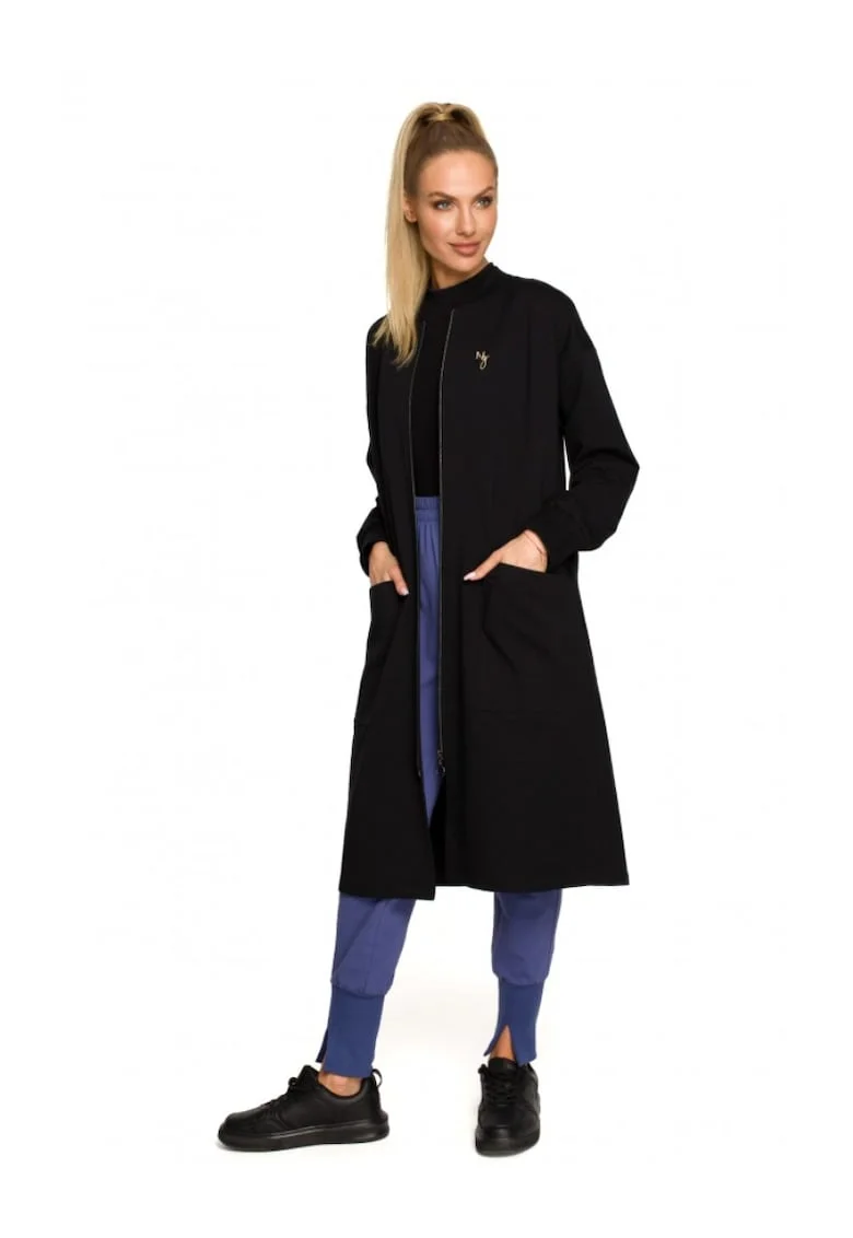 Blazer de dama  Cu fermoar, Bumbac, Elastan, Negru