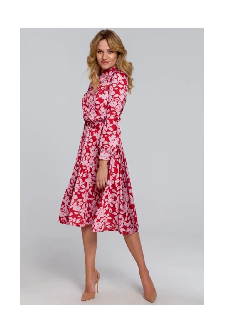 Rochie evazata cu imprimeu floral,  Poliester