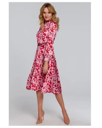 Rochie evazata cu imprimeu floral,  Poliester